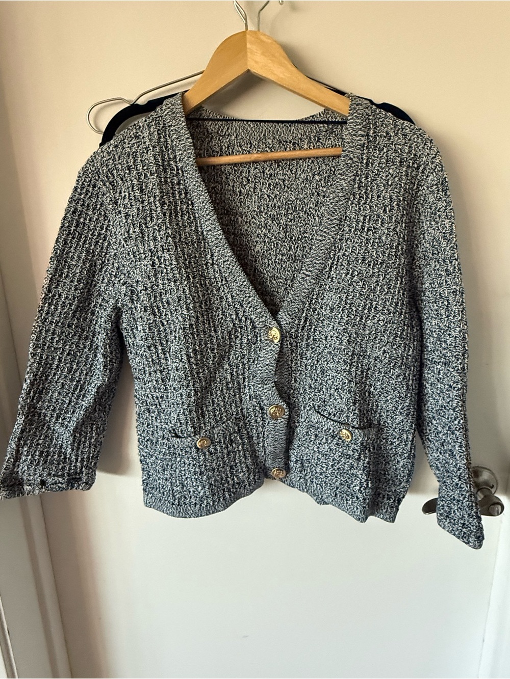 Cozy Gray Knit Button-Front Women's Cardigan Sweater